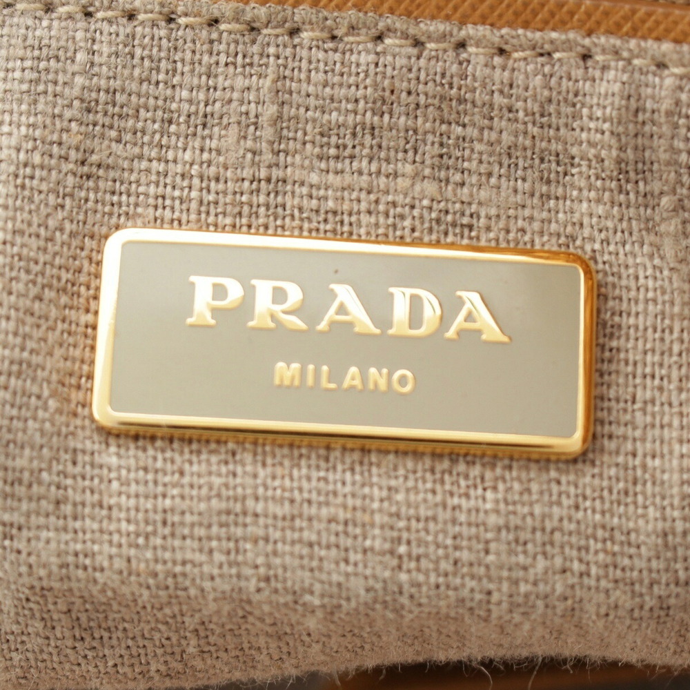 Prada Raffia Triangle Logo Woven Tote Bag Beige Tan - Picture 7 of 10
